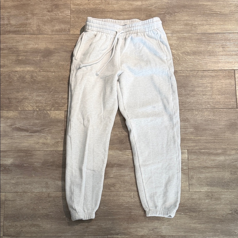 TNA Cozy Boyfriend Fleece Sweatpants in Light Gray